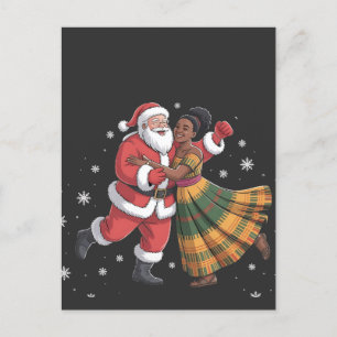 African Santa Mrs Claus Tancing African American Ankündigungspostkarte