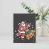 African Santa Mrs Claus Tancing African American Ankündigungspostkarte (Stehend Vorderseite)