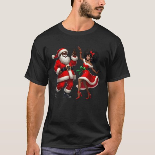 African Santa Mrs Claus Tancing African American C T-Shirt (Vorderseite)