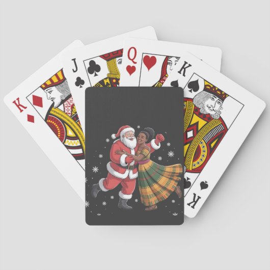 African Santa Mrs Claus Tancing African American Spielkarten (Rückseite)