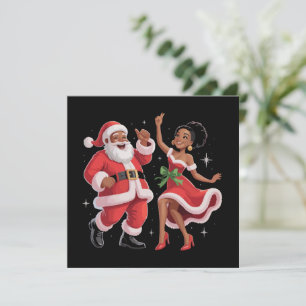 African Santa Mrs Claus Tanzen American Christmas Feiertagskarte
