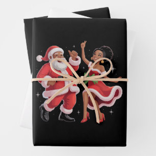 African Santa Mrs Claus Tanzen American Christmas Geschenkpapier Set