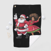 African Santa Mrs Claus Tanzen American Christmas Golfhandtuch (Insitu)