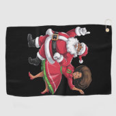African Santa Mrs Claus Tanzen American Christmas Golfhandtuch (Horizontal)