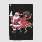 African Santa Mrs Claus Tanzen American Christmas Golfhandtuch (Vorderseite)