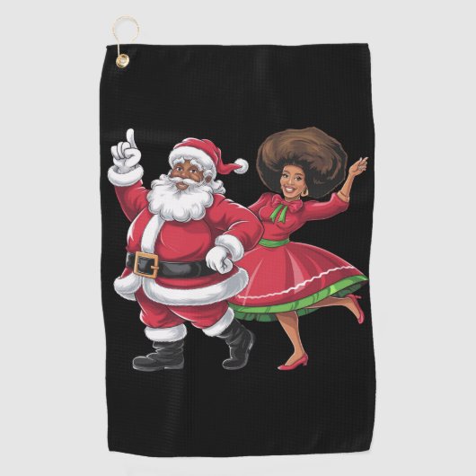 African Santa Mrs Claus Tanzen American Christmas Golfhandtuch (Vorderseite)
