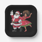African Santa Mrs Claus Tanzen American Christmas Pappteller (Vorderseite)