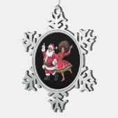 African Santa Mrs Claus Tanzen American Christmas Schneeflocken Zinn-Ornament (Rechts)
