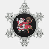 African Santa Mrs Claus Tanzen American Christmas Schneeflocken Zinn-Ornament (Vorderseite)