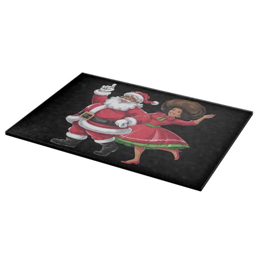African Santa Mrs Claus Tanzen American Christmas Schneidebrett (Ecke)