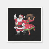 African Santa Mrs Claus Tanzen American Christmas Serviette (Vorderseite)