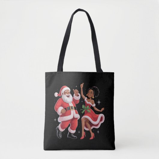 African Santa Mrs Claus Tanzen American Christmas Tasche (Vorderseite)