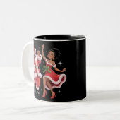 African Santa Mrs Claus Tanzen American Christmas Zweifarbige Tasse (Vorderseite Links)