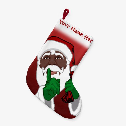 African Santa Strumpf Custom Christmas Strumpfs Kleiner Weihnachtsstrumpf (Vorderansicht (hängend))
