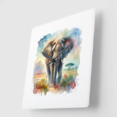 African Savanna Elephant 140724AREF113 - Watercolo Quadratische Wanduhr (Winkel)