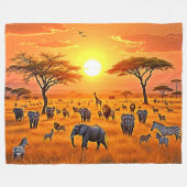 African Savanna Sunset Art Fleecedecke (Vorderseite (Horizontal))