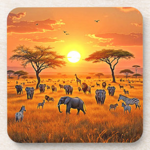 African Savanna Sunset Art Getränkeuntersetzer