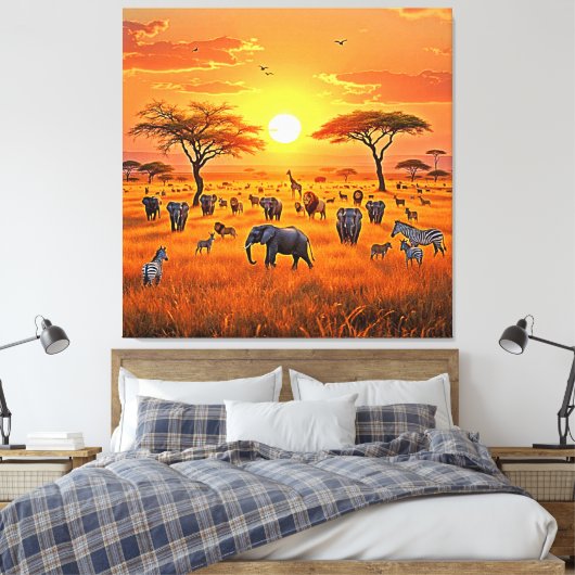 African Savanna Sunset Art Leinwanddruck (Insitu (Schlafzimmer))