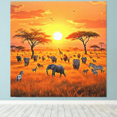 African Savanna Sunset Art Leinwanddruck (Insitu (Holzboden))