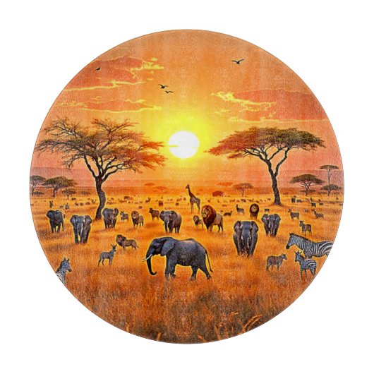 African Savanna Sunset Art Schneidebrett (Vorderseite)