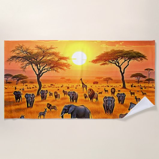 African Savanna Sunset Art Strandtuch (Vorderseite)
