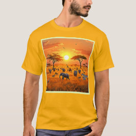 African Savanna Sunset Art T-Shirt