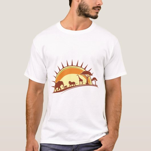 African Savanna Wildlife Silhouette Art T-Shirt (Vorderseite)