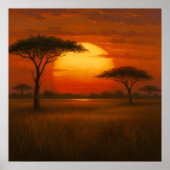 African Savannah - Landschaftlicher Illustrationss Poster (Vorne)