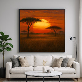 African Savannah - Landschaftlicher Illustrationss Poster