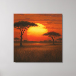 African Savannah - Scenic Illustration Style Leinwanddruck