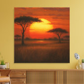 African Savannah - Scenic Illustration Style Leinwanddruck (Insitu (Wohnzimmer))