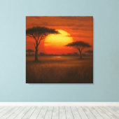African Savannah - Scenic Illustration Style Leinwanddruck (Insitu (Holzboden))