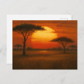 African Savannah - Scenic Illustration Style Postkarte (Vorne/Hinten)