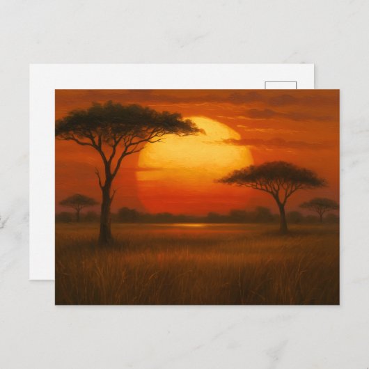 African Savannah - Scenic Illustration Style Postkarte (Vorne/Hinten)