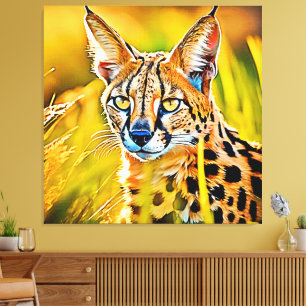 African Savannah Serval Wildcat Look Design Leinwanddruck