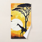 African Savannah Sunset Giraffe Scene Badhandtuch Set (Handtuch)