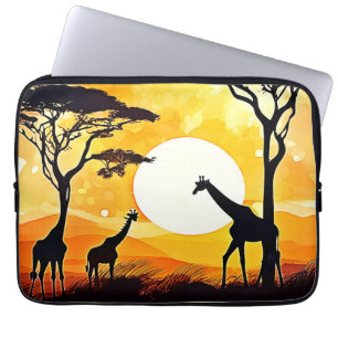 African Savannah Sunset Giraffe Scene Laptopschutzhülle