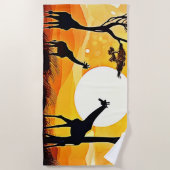 African Savannah Sunset Giraffe Scene Strandtuch (Vorderseite)