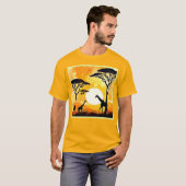 African Savannah Sunset Giraffe Scene T-Shirt (Vorne ganz)