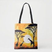 African Savannah Sunset Giraffe Scene Tasche (Vorderseite)
