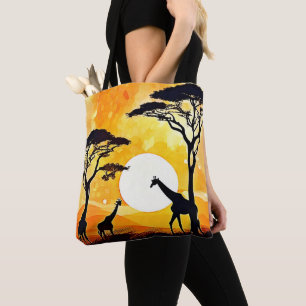 African Savannah Sunset Giraffe Scene Tasche