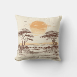 African Savannah Sunset Pillow Kissen