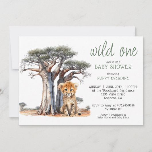 African Savannah Wild One Baby Shower Einladung (Vorderseite)