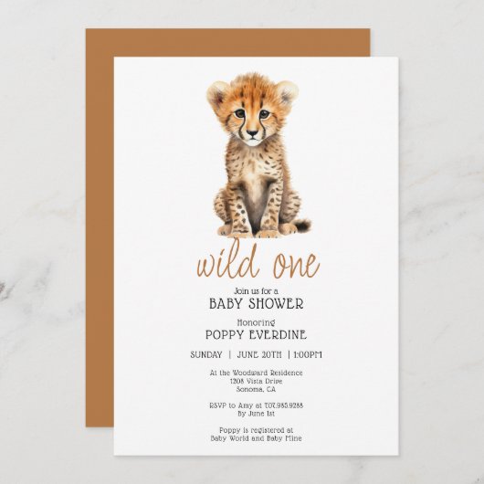 African Savannah Wild One Baby Shower Einladung (Vorne/Hinten)