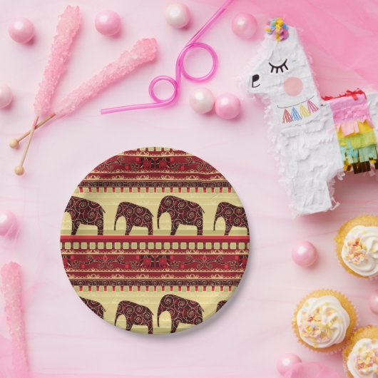 African seamless ethno elephant triabl pappteller (Party)