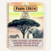 African Serenity: Elephant, Zebra and Psalm 139:14 Notizblock (Vorderseite)