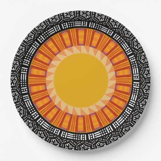 African Sun Decorative Paper Plate Pappteller (Vorderseite)