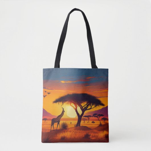 African Sunset Giraffe Scene - Landschaftliche Wil Tasche (Vorderseite)