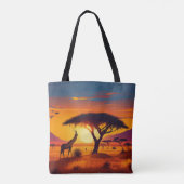 African Sunset Giraffe Scene - Landschaftliche Wil Tasche (Rückseite)