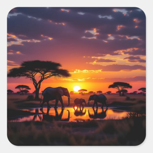 African Sunset Majesty Leggings Tights Quadratischer Aufkleber (Vorderseite)
